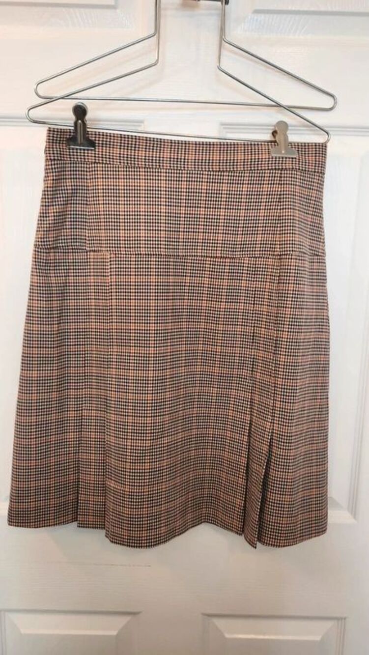Brooks Brothers x Estethia Houndstooth Pleated Wool Skirt - Size 6